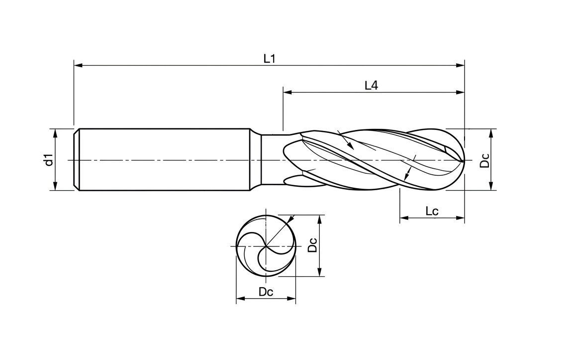 MASTERCUT 5x16 mm Küresel Düz Karbür Freze